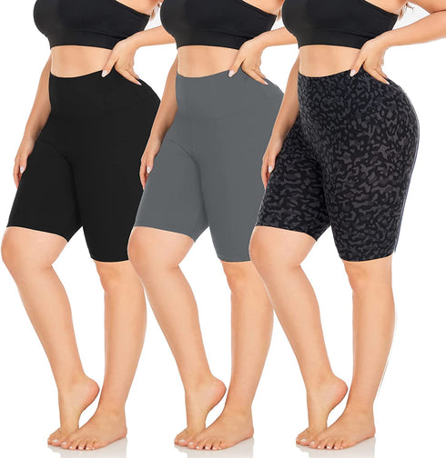 3 Pack Capri Leggings for Women with Pockets-High Waisted Tummy Control Workout Gym Yoga Pants Black
